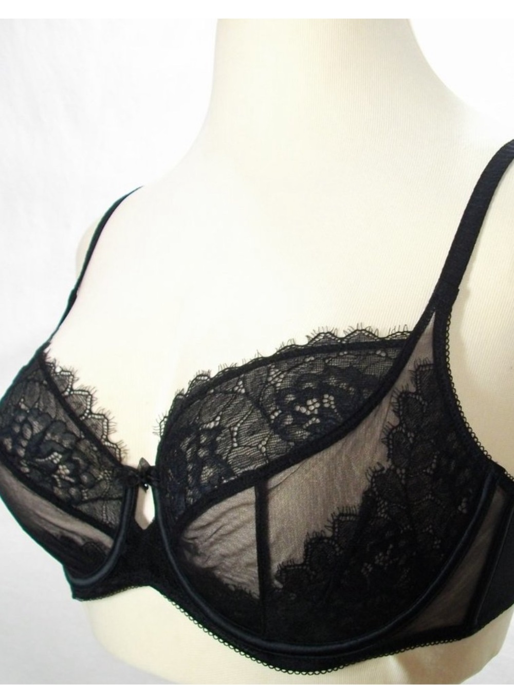NEW! SOMA Breathtaking Full Coverage Unlined Lace Underwire Bra Black Lace Sheer
